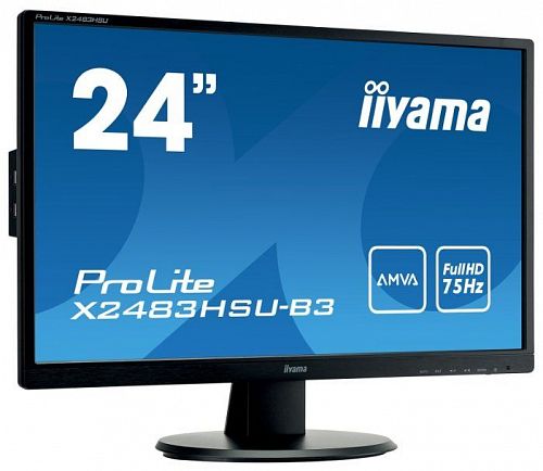 Монитор 23,8 Iiyama ProLite X2483HSU-B3 (1920*1080, 4 мс, 250 кд/м2, 8000000:1, 178°/178°) A-MVA, HDMI, DisplayPort, VGA, USB, SPK (X2483HSU-B3)