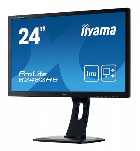 Монитор 24 Iiyama ProLite B2482HS-1 1920x1080, 1ms, 250 кд/м2, 80000000:1, 170°/160°, HDMI, DisplayPort, VGA (D-Sub), SPK, HAS, Pivot (B2482HS-B1)