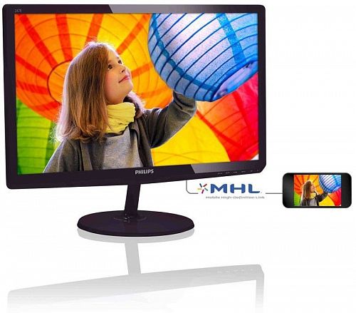 Монитор 23.6 PHILIPS 247E6QDAD/00 Black-Cherry (IPS-ADS, LED, 1920x1080, 5 ms, 178°/178°, 250 cd/m, 20M:1, +DVI, +HDMI-MHL, +MM)