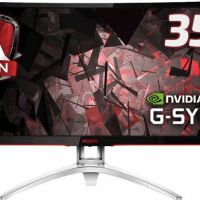 Монитор AOC AG352UCG 35 AOC AGON AG352UCG Silver-Black с поворотом экрана (MVA, изогнутый, 3440x1440, 100Hz, 4 ms, 178°/178°, 300 cd/m, 2000:1, +HDMI, +DisplayPort, +2xUSB, +MM, NVIDIA G-SYNC)