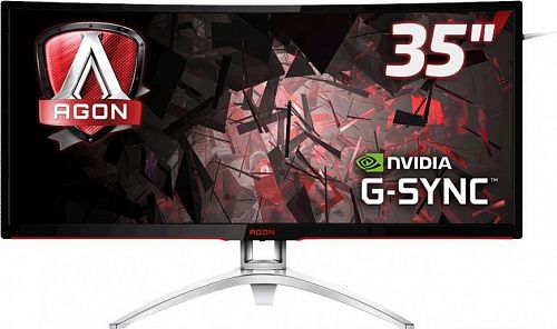 Монитор AOC AG352UCG 35 AOC AGON AG352UCG Silver-Black с поворотом экрана (MVA, изогнутый, 3440x1440, 100Hz, 4 ms, 178°/178°, 300 cd/m, 2000:1, +HDMI, +DisplayPort, +2xUSB, +MM, NVIDIA G-SYNC)