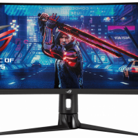 Монитор ASUS  23,8 XG43VQ black (VA изогнутый 3840x1200, ProGaming, 1ms, 450cd/m2, 178°/178°, 3000:1, HDMI*2, DP, USB-Hub, 120Hz, HDR, колонки, FreeSync, Tilt, Swivel, HAS, VESA, Black)