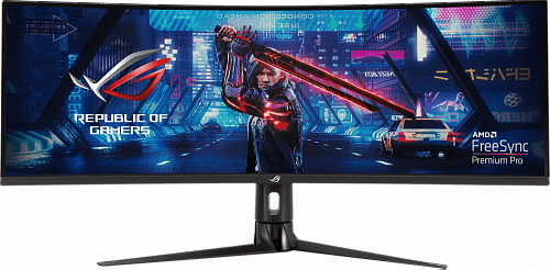 Монитор ASUS  23,8 XG43VQ black (VA изогнутый 3840x1200, ProGaming, 1ms, 450cd/m2, 178°/178°, 3000:1, HDMI*2, DP, USB-Hub, 120Hz, HDR, колонки, FreeSync, Tilt, Swivel, HAS, VESA, Black)
