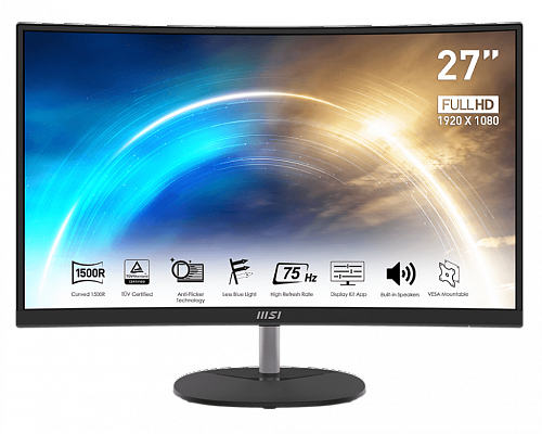 Монитор MSI PRO MP271CA 27 16:9 FHD(1920x1080 ) VA Curve 1500R,1ms(MPRT),3000:1,100M:1,250nit,178/178,HDMI 1.4,DP 1.2,Tilt,VESA,75Hz,Black,1y war-ty