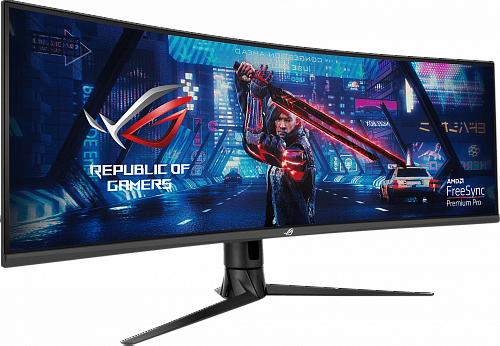 Монитор ASUS  23,8 XG43VQ black (VA изогнутый 3840x1200, ProGaming, 1ms, 450cd/m2, 178°/178°, 3000:1, HDMI*2, DP, USB-Hub, 120Hz, HDR, колонки, FreeSync, Tilt, Swivel, HAS, VESA, Black)