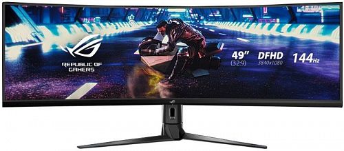 Монитор ASUS XG49VQ ASUS 49 ROG Strix XG49VQ VA LED изогнутый 3840x1080, 4ms, 450cd/m2, 178°/178°, 3000:1, HDMI*2, DP, USB-Hub, 144Hz, HDR, колонки, FreeSync, Tilt, Swivel, HAS, VESA, Black