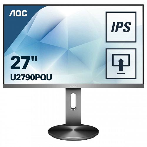 Монитор AOC U2790PQU 27 AOC U2790PQU Gray с поворотом экрана (4K, IPS, 3840x2160, 5 ms, 178°/178°, 350 cd/m, 50M:1, +HDMI, +HDMI 2.0, +DisplayPort 1.2, +2xUSB 3.0, +MM)