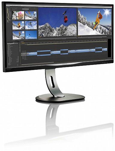 Монитор 34 PHILIPS BDM3470UP/00 Silver-Black с поворотом экрана (AH-IPS, 3440x1440, 5 ms, 178°/178°, 320 cd/m, 40M:1, +DVI, +DisplayPort, +2xUSB 3.0 port, +HDMI, +MM)