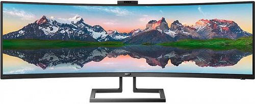 Монитор 49 PHILIPS 499P9H/00 Black (VA, изогнутый, 5120x1440, 5 ms, 178°/178°, 450 cd/m, 80M:1, +2xHDMI 2.0, +DisplayPort 1.4, +4xUSB 3.1, +USB-Type C 3.1, +RJ45, +WEB-Cam 2.0 mpx,