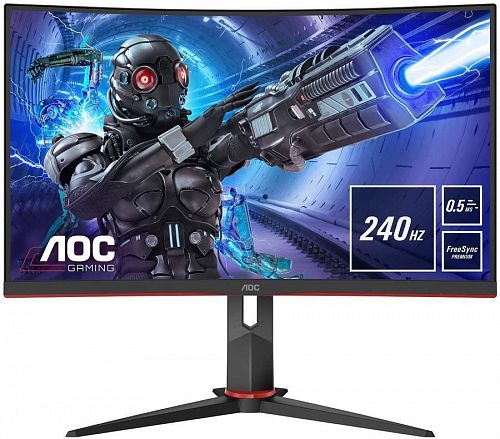 Монитор AOC C27G2ZU 27 C27G2ZU Black-Red (VA, изогнутый, 1920x1080, 240Hz, 0.5 ms, 178°/178°, 300 cd/m, 80M:1, +2xHDMI 2.0, +DisplayPort 1.2, +4xUSB 3.2, +MM, +регулировка по высоте, FreeSync)