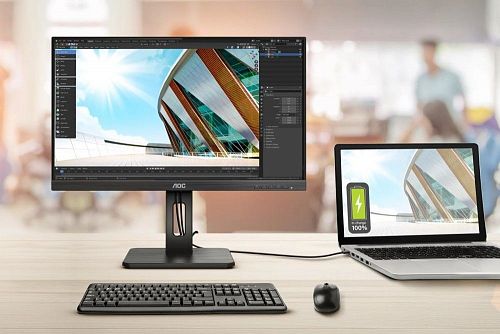 Монитор AOC 27P2C 27 27P2C Black с поворотом экрана (IPS, 1920x1080, 75Hz, 4 ms, 178°/178°, 250 cd/m, 50M:1, +HDMI, +DisplayPort 1.2, +4xUSB 3.2, +USB-Type C, +MM)
