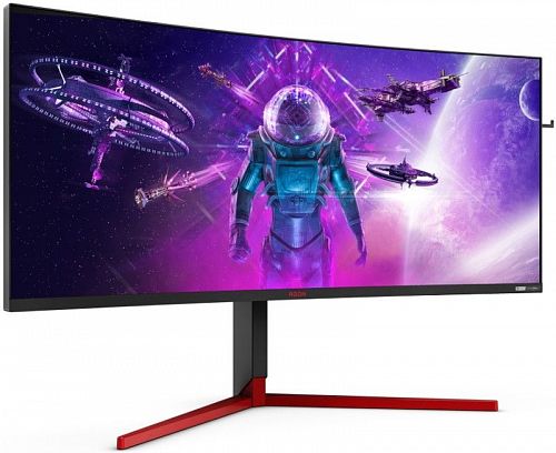 Монитор AOC AG353UCG 35 AGON AG353UCG Black-Red (VA, изогнутый, 3440x1440, 200Hz, HDR1000, 2 ms, 178°/178°, 1000 cd/m, 80M:1, +HDMI 2.0, +2xDisplayPort 1.4, +4xUSB 3.1, +MM, +регулировка по высот