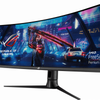 Монитор ASUS  23,8 XG43VQ black (VA изогнутый 3840x1200, ProGaming, 1ms, 450cd/m2, 178°/178°, 3000:1, HDMI*2, DP, USB-Hub, 120Hz, HDR, колонки, FreeSync, Tilt, Swivel, HAS, VESA, Black)