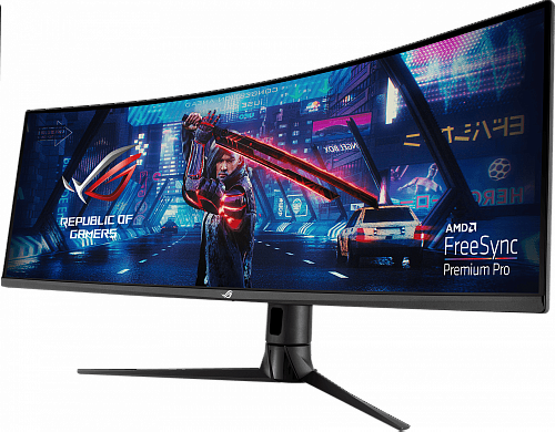 Монитор ASUS  23,8 XG43VQ black (VA изогнутый 3840x1200, ProGaming, 1ms, 450cd/m2, 178°/178°, 3000:1, HDMI*2, DP, USB-Hub, 120Hz, HDR, колонки, FreeSync, Tilt, Swivel, HAS, VESA, Black)