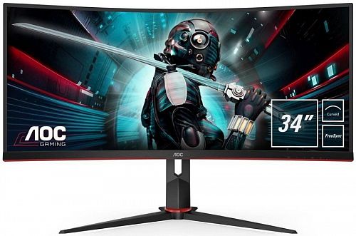 Монитор AOC CU34G2/BK 27 Gaming CU34G2 Curved 1500R 3440x1440@100Hz VA LED 21:9 1ms 2*HDMI DP 4*USB3.0 80M:1 178/178 300cd HAS Tilt Swivel Black-Red