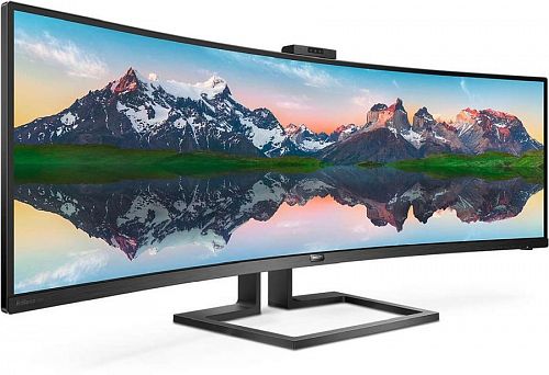 Монитор 49 PHILIPS 499P9H/00 Black (VA, изогнутый, 5120x1440, 5 ms, 178°/178°, 450 cd/m, 80M:1, +2xHDMI 2.0, +DisplayPort 1.4, +4xUSB 3.1, +USB-Type C 3.1, +RJ45, +WEB-Cam 2.0 mpx,