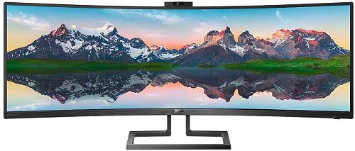 Монитор Philips 439P9H/01 43,4 439P9H черный VA LED 32:10 HDMI M/M Cam глянцевая HAS Pivot 450cd 178гр/178гр 3840x1200 DisplayPort Ultra HD USB 14.37кг