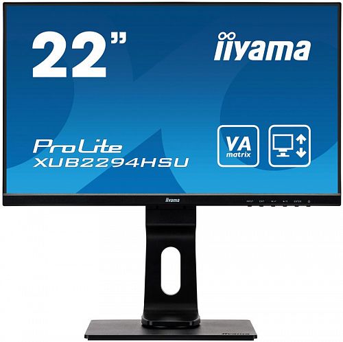 Монитор IIYAMA 21.5 ProLite XUB2294HSU-B1 черный VA LED 4ms 16:9 HDMI M/M матовая HAS Pivot 1000:1 250cd 178гр/178гр 1920x1080 D-Sub DisplayPort FHD USB 4.7кг