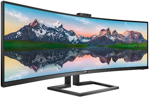 Монитор Philips 439P9H/01 43,4 439P9H черный VA LED 32:10 HDMI M/M Cam глянцевая HAS Pivot 450cd 178гр/178гр 3840x1200 DisplayPort Ultra HD USB 14.37кг