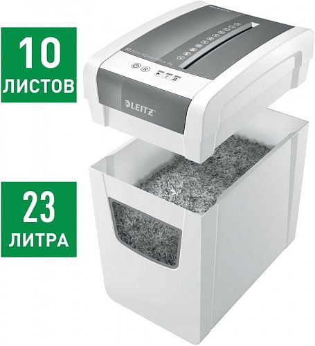 Leitz 80010000 Шредер Leitz IQ Home Office (секр.P-4)/фрагменты/10лист./23лтр./скрепки/скобы