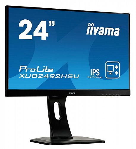 Монитор 23,8 Iiyama ProLite XUB2492HSU-1 (1920*1080, 5 мс, 250 кд/м2, 5000000:1, 178°/178°) IPS, HDMI, DisplayPort, VGA, USB, SPK, HAS, Pivot (XUB2492HSU-B1)
