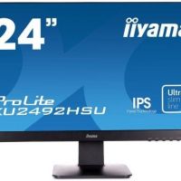 Монитор 23,8 Iiyama ProLite XU2492HSU-1 (1920*1080, 5 мс, 250 кд/м2, 5000000:1, 178°/178°) IPS, HDMI, DisplayPort, VGA, USB, SPK, Flicker-Free (XU2492HSU-B1)