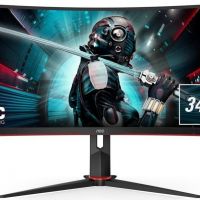 Монитор AOC CU34G2X 34 CU34G2X Black-Red (VA, изогнутый, 3440x1440, 144Hz, 1 ms, 178°/178°, 300 cd/m, 80M:1, +2xHDMI 2.0, +DisplayPort 1.2, +4xUSB 3.0, +регулировка по высоте, AMD FreeSync™)