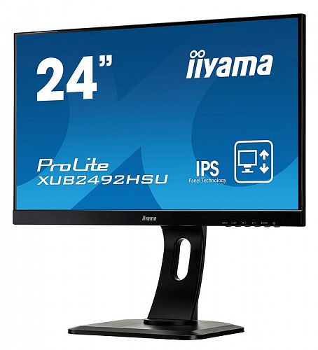 Монитор 23,8 Iiyama ProLite XUB2492HSU-1 (1920*1080, 5 мс, 250 кд/м2, 5000000:1, 178°/178°) IPS, HDMI, DisplayPort, VGA, USB, SPK, HAS, Pivot (XUB2492HSU-B1)