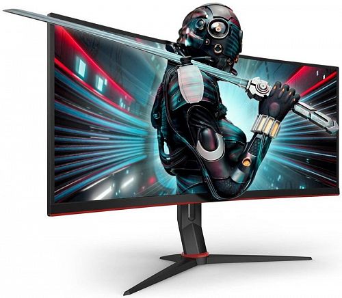 Монитор AOC CU34G2X 34 CU34G2X Black-Red (VA, изогнутый, 3440x1440, 144Hz, 1 ms, 178°/178°, 300 cd/m, 80M:1, +2xHDMI 2.0, +DisplayPort 1.2, +4xUSB 3.0, +регулировка по высоте, AMD FreeSync™)