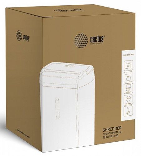 Шредер Cactus CS-SH-12-21-5X45 (секр.P-3)/фрагменты/12лист./21лтр./скобы/пл.карты