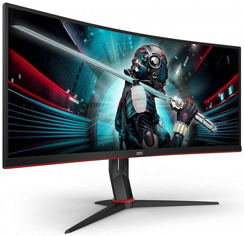 Монитор AOC CU34G2X 34 CU34G2X Black-Red (VA, изогнутый, 3440x1440, 144Hz, 1 ms, 178°/178°, 300 cd/m, 80M:1, +2xHDMI 2.0, +DisplayPort 1.2, +4xUSB 3.0, +регулировка по высоте, AMD FreeSync™)