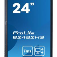 Монитор 24 Iiyama ProLite B2482HS-1 1920x1080, 1ms, 250 кд/м2, 80000000:1, 170°/160°, HDMI, DisplayPort, VGA (D-Sub), SPK, HAS, Pivot (B2482HS-B1)