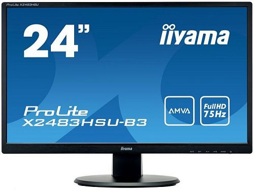 Монитор 23,8 Iiyama ProLite X2483HSU-B3 (1920*1080, 4 мс, 250 кд/м2, 8000000:1, 178°/178°) A-MVA, HDMI, DisplayPort, VGA, USB, SPK (X2483HSU-B3)
