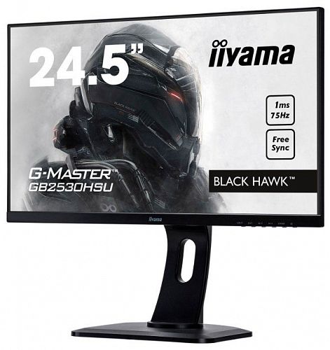 Монитор 24,5 Iiyama G-Master GB2530HSU-1 (1920x1080, 1 мс, 250 кд/м2, 12000000:1, 170°/160°) TN, HDMI, DisplayPort, VGA, аудио стерео, USB Type A x2, USB Type B, SPK, HAS, Pivot (GB2530HSU-B1)