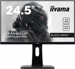 Монитор 24,5 Iiyama G-Master GB2530HSU-1 (1920x1080, 1 мс, 250 кд/м2, 12000000:1, 170°/160°) TN, HDMI, DisplayPort, VGA, аудио стерео, USB Type A x2, USB Type B, SPK, HAS, Pivot (GB2530HSU-B1)