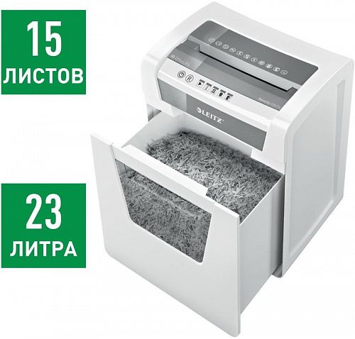 Leitz 80030000 Шредер Leitz IQ Office (секр.P-4)/фрагменты/15лист./23лтр./скрепки/скобы